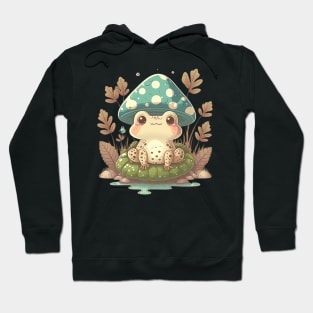 Cottagecore aesthetic frog on Mushroom Hoodie